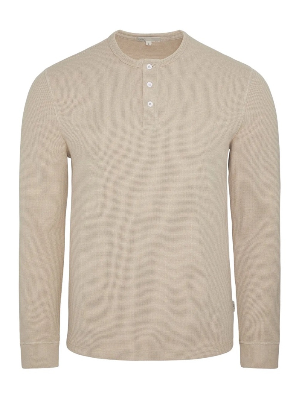 Onia - Men's Heavyweight Cotton Waffle Henley Long Sleeve - Sand